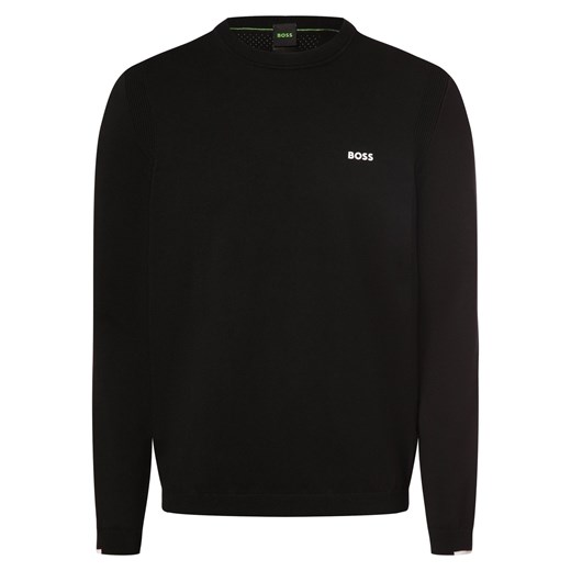 BOSS Green Męski sweter z dzianiny - Ever-X_CN Mężczyźni czarny jednolity L vangraaf