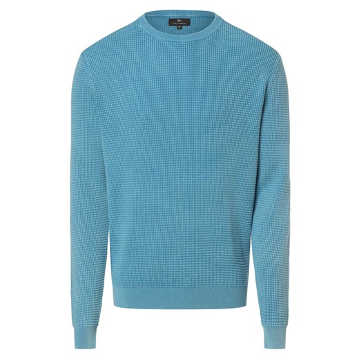 Nils Sundström Męski sweter Mężczyźni Bawełna niebieski jednolity ze sklepu vangraaf w kategorii Swetry męskie - zdjęcie 169816685