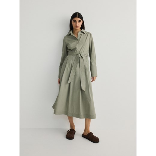 Reserved - Bawełniana sukienka maxi - zielony ze sklepu Reserved w kategorii Sukienki - zdjęcie 169816738