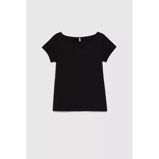 Moodo.pl bluzka damska czarna z okrągłym dekoltem w stylu klasycznym 