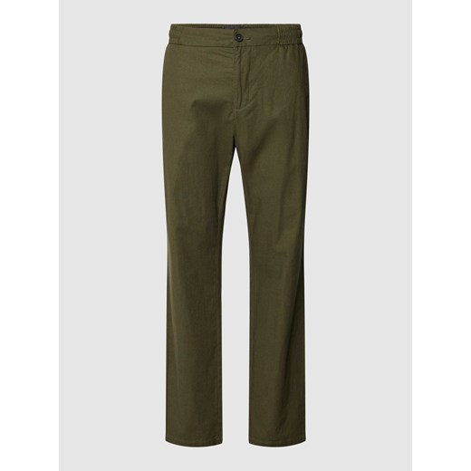 Spodnie o kroju regular fit z mieszanki lnu i bawełny z elastycznym pasem ze sklepu Peek&Cloppenburg  w kategorii Spodnie męskie - zdjęcie 169818566
