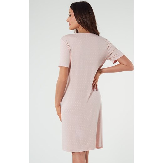 Koszula damska na krótki rękaw różowa Puntini, Kolor róż pudrowy-wzór, Rozmiar 2XL, Italian Fashion ze sklepu Intymna w kategorii Koszule nocne - zdjęcie 169819849