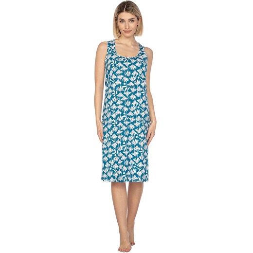 Bawełniana koszula nocna zielona 132, Kolor zielony-wzór, Rozmiar M, Regina ze sklepu Intymna w kategorii Koszule nocne - zdjęcie 169819896