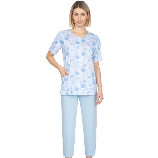 Rozpinana piżama damska niebieska 657, Kolor niebieski-wzór, Rozmiar M, Regina ze sklepu Intymna w kategorii Piżamy damskie - zdjęcie 169819915