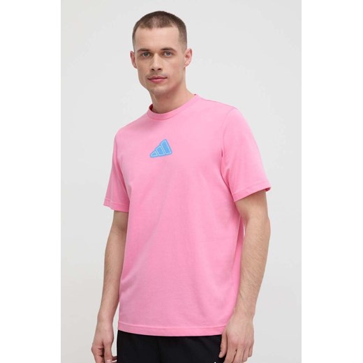 adidas Performance t-shirt treningowy kolor różowy z nadrukiem IS2397 ze sklepu ANSWEAR.com w kategorii T-shirty męskie - zdjęcie 169821788