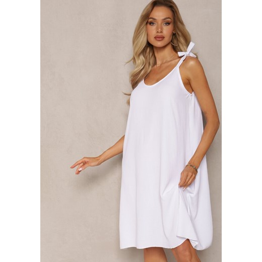 Biała Trapezowa Sukienka Midi na Wiązanych Ramiączkach Vincca ze sklepu Renee odzież w kategorii Sukienki - zdjęcie 169822107