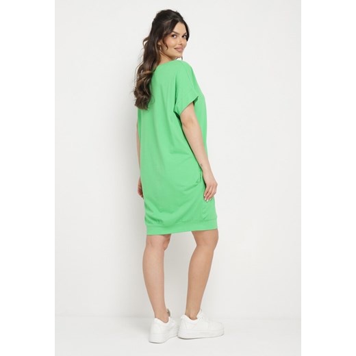 Zielona Pudełkowa Sukienka T-shirtowa o Krótkim Kroju Orlella M wyprzedaż Born2be Odzież