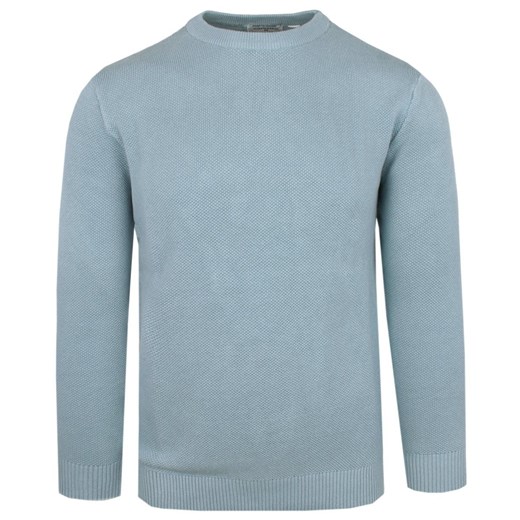 Męski Sweter z Dzianiny Bawełnianej - Colosseo - Zgaszony Błękit SWALTCLSOniebU ze sklepu JegoSzafa.pl w kategorii Swetry męskie - zdjęcie 169823769