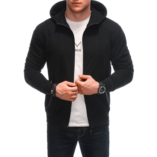 Bluza męska z kapturem 1648B - czarna ze sklepu Edoti w kategorii Bluzy męskie - zdjęcie 169823995