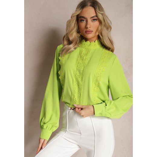 Zielona Bluzka z Koronkowymi Wstawkami Paizlee ze sklepu Renee odzież w kategorii Bluzki damskie - zdjęcie 169825339