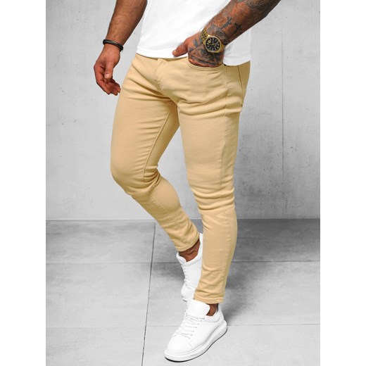 Spodnie jeansowe męskie beżowe OZONEE O/E7887M ze sklepu ozonee.pl w kategorii Jeansy męskie - zdjęcie 169829726