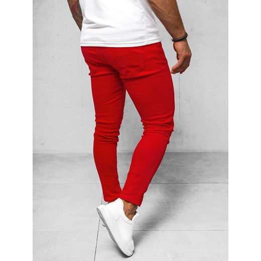 Spodnie jeansowe męskie czerwone OZONEE O/E7887R Ozonee 34 ozonee.pl