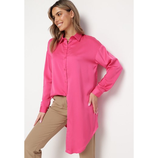 Różowa Koszula na Guziki o Przedłużonym Kroju Alephio ze sklepu Born2be Odzież w kategorii Koszule damskie - zdjęcie 169830296
