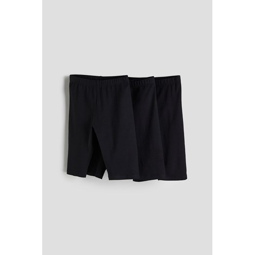 H & M - Krótkie legginsy dżersejowe 3-pak - Czarny H & M 134 (8-9Y) H&M