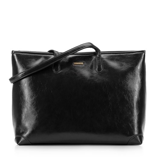 Torebka shopperka z błyszczącej ekoskóry prosta czarna ze sklepu WITTCHEN w kategorii Torby Shopper bag - zdjęcie 169836259