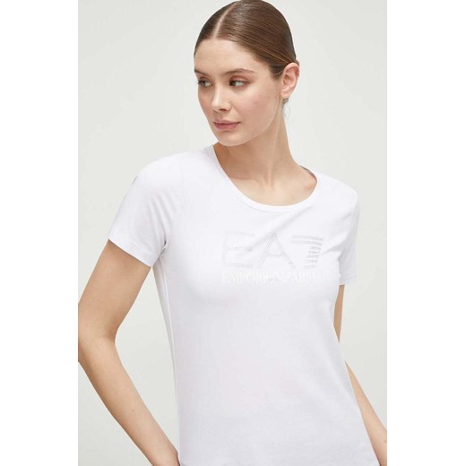 EA7 Emporio Armani t-shirt damski kolor biały ze sklepu ANSWEAR.com w kategorii Bluzki damskie - zdjęcie 169836895