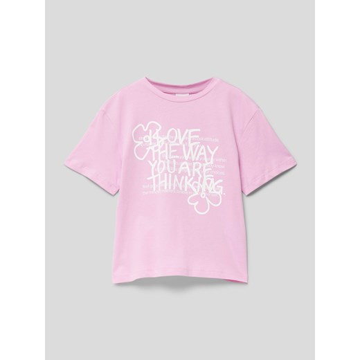 T-shirt z nadrukiem ze sloganem ze sklepu Peek&Cloppenburg  w kategorii Bluzki dziewczęce - zdjęcie 169838368