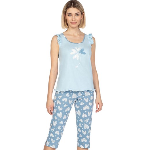 Bawełniana piżama damska niebieska 658, Kolor niebieski-wzór, Rozmiar S, Regina ze sklepu Primodo w kategorii Piżamy damskie - zdjęcie 169840495