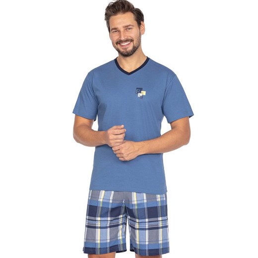 Bawełniana piżama męska niebieska 455, Kolor niebieski, Rozmiar M, Regina ze sklepu Primodo w kategorii Piżamy męskie - zdjęcie 169840519