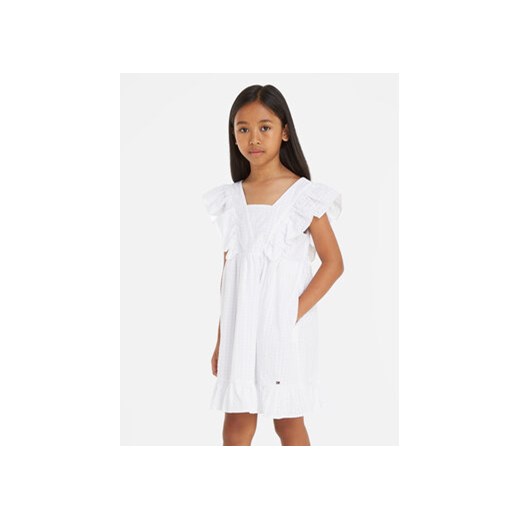 Tommy Hilfiger Sukienka letnia Gingham KG0KG07930 D Biały Relaxed Fit ze sklepu MODIVO w kategorii Sukienki dziewczęce - zdjęcie 169844149