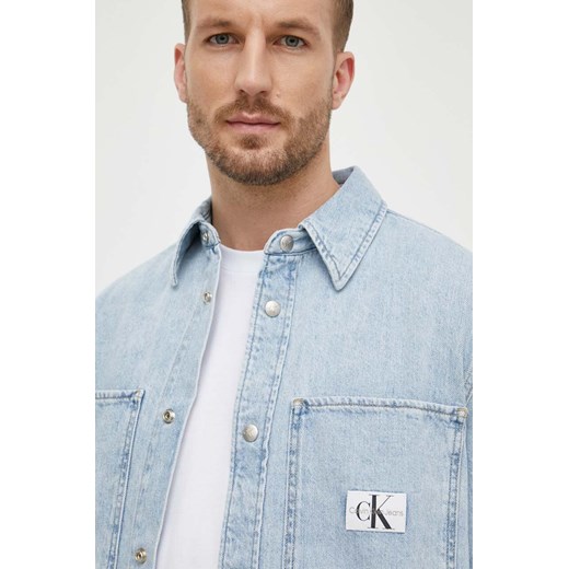 Koszula męska Calvin Klein niebieska z klasycznym kołnierzykiem 