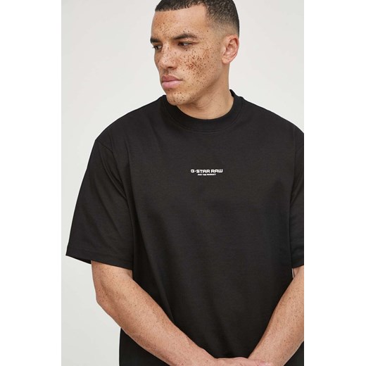 G-Star Raw t-shirt bawełniany męski kolor czarny z aplikacją ze sklepu ANSWEAR.com w kategorii T-shirty męskie - zdjęcie 169844655