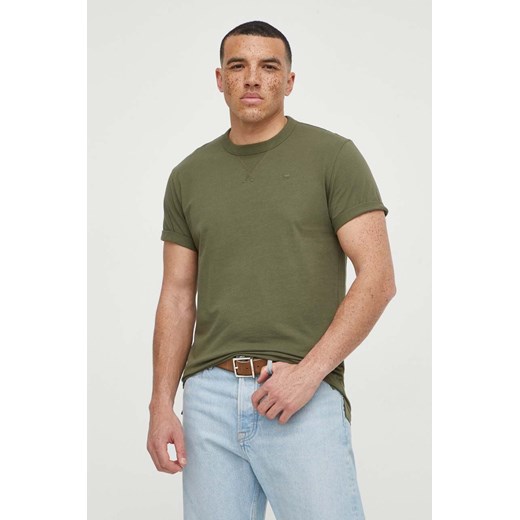 G-Star Raw t-shirt bawełniany męski kolor zielony gładki ze sklepu ANSWEAR.com w kategorii T-shirty męskie - zdjęcie 169844659