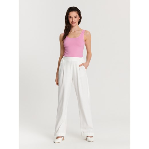 Bluzka damska różowa Sinsay casual z okrągłym dekoltem 