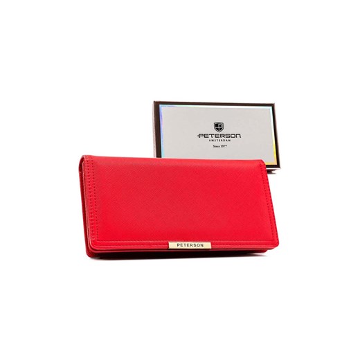 Duży portfel damski czerwony ze skóry ekologicznej - Peterson ze sklepu 5.10.15 w kategorii Portfele damskie - zdjęcie 169845546