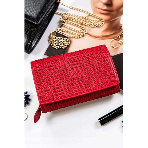 Elegancki portfel damski czerwony ze skóry naturalnej - Rovicky ze sklepu 5.10.15 w kategorii Portfele damskie - zdjęcie 169845595
