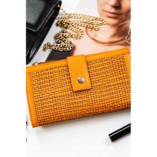Duży portfel damski żółty ze skóry naturalnej - Rovicky ze sklepu 5.10.15 w kategorii Portfele damskie - zdjęcie 169845687
