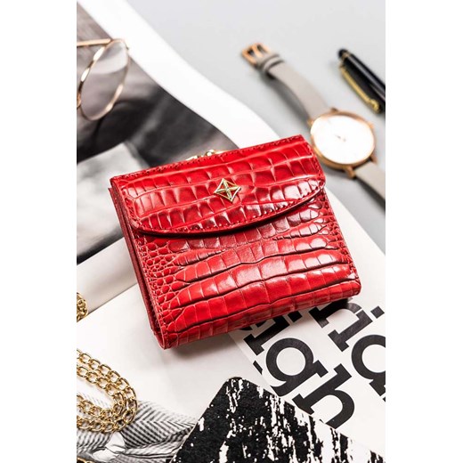 Mały portfel damski czerwony na bigiel i zatrzask - Milano Design ze sklepu 5.10.15 w kategorii Portfele damskie - zdjęcie 169845778