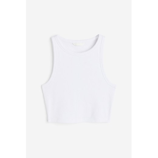 H & M - Krótki top bez rękawów - Biały ze sklepu H&M w kategorii Bluzki damskie - zdjęcie 169849228