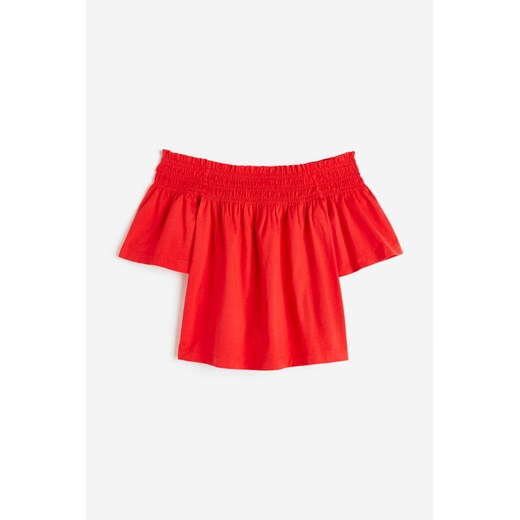 H & M - Dżersejowy top z odkrytymi ramionami - Czerwony ze sklepu H&M w kategorii Bluzki damskie - zdjęcie 169849239