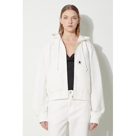 Carhartt WIP kurtka jeansowa Amherst Jacket damska kolor biały przejściowa oversize I033151.D602 ze sklepu PRM w kategorii Kurtki damskie - zdjęcie 169850368