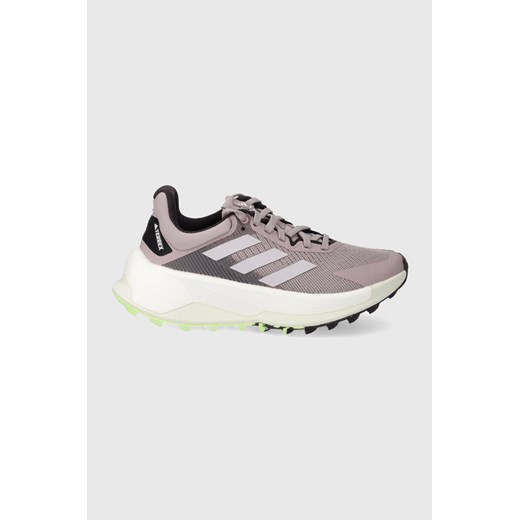 Buty sportowe damskie szare Adidas do biegania terrex płaskie wiosenne sznurowane