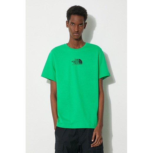 The North Face t-shirt bawełniany M S/S Fine Alpine Equipment Tee 3 męski kolor zielony z nadrukiem NF0A87U3PO81 ze sklepu PRM w kategorii T-shirty męskie - zdjęcie 169850646