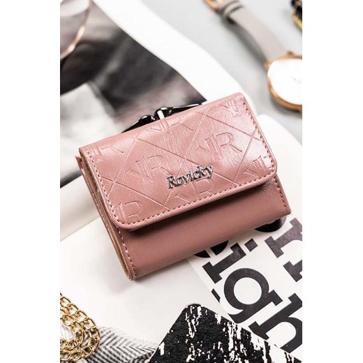 Elegancki, mały portfel damski różowy ze skóry naturalnej i ekologicznej - Rovicky ze sklepu 5.10.15 w kategorii Portfele damskie - zdjęcie 169851379