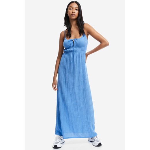 H & M - Kreszowana sukienka z wiązaniem - Niebieski H & M M H&M