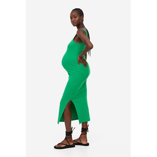 H & M - MAMA Prążkowana sukienka bez rękawów - Zielony ze sklepu H&M w kategorii Sukienki ciążowe - zdjęcie 169853327