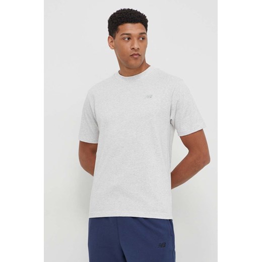 New Balance t-shirt bawełniany MT41533AHH męski kolor szary z aplikacją ze sklepu PRM w kategorii T-shirty męskie - zdjęcie 169854156