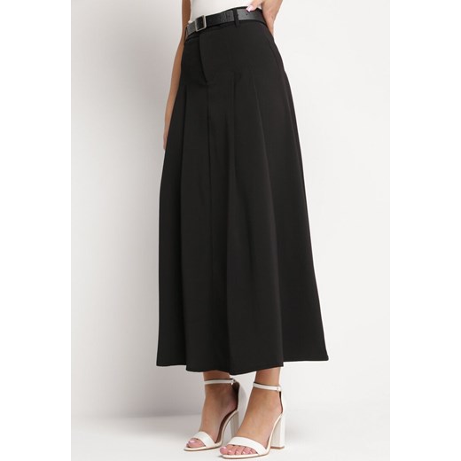 Czarna Spódnica Rozkloszowana Maxi z Paskiem z Klamrą Sawen ze sklepu Born2be Odzież w kategorii Spódnice - zdjęcie 169856235