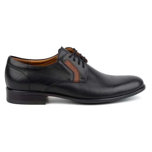 Buty męskie wizytowe skórzane 319KAM czarne sznurowane ze sklepu butyolivier w kategorii Buty eleganckie męskie - zdjęcie 169856948