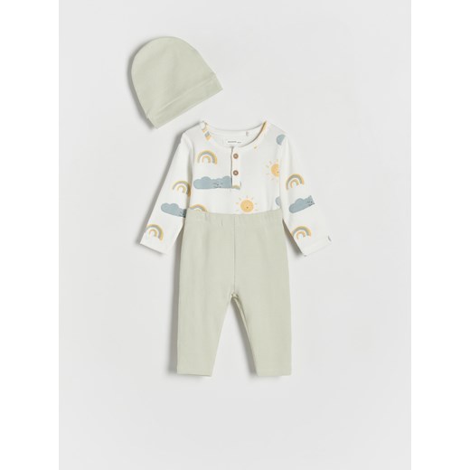 Reserved - Bawełniany komplet - jasnozielony ze sklepu Reserved w kategorii Komplety niemowlęce - zdjęcie 169857039