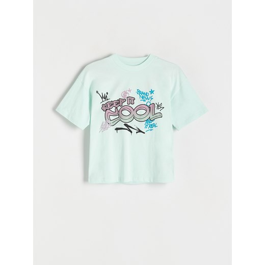 Reserved - T-shirt oversize - jasnoniebieski ze sklepu Reserved w kategorii T-shirty chłopięce - zdjęcie 169857316