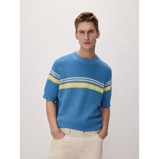 Reserved - Sweter o strukturalnym splocie - niebieski ze sklepu Reserved w kategorii Swetry męskie - zdjęcie 169858529