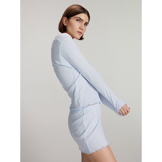 Reserved - Dwuczęściowa piżama z mereżką - jasnoniebieski ze sklepu Reserved w kategorii Piżamy damskie - zdjęcie 169862355
