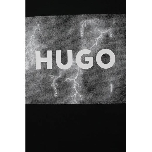 T-shirt chłopięce czarny Hugo Kids bawełniany z krótkimi rękawami 