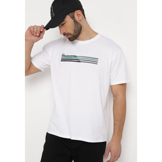Biała Bawełniana Koszulka z Nadrukiem na Przodzie Renessa ze sklepu Born2be Odzież w kategorii T-shirty męskie - zdjęcie 169867935