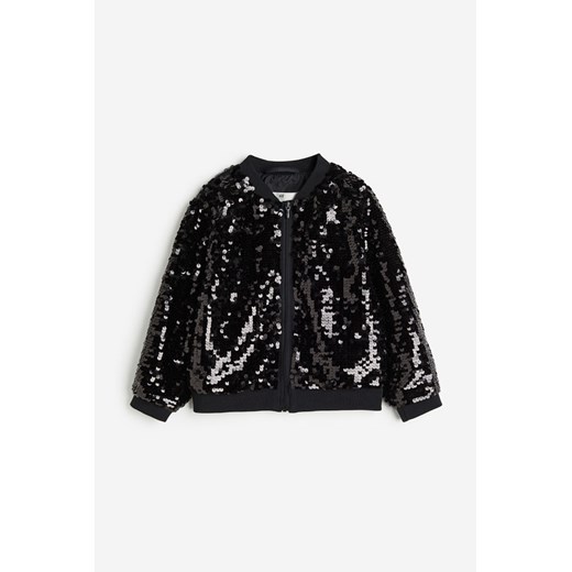 H & M - Kurtka bomberka z cekinami - Czarny H & M 122 (6-7Y) H&M